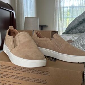 Vionic Beige Suede Slip-On Sneakers